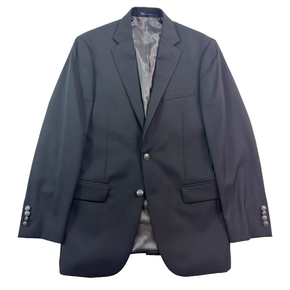 Hart Schaffner Marx 38R black hopsack blazer jacket sport suit coat 100% Wool